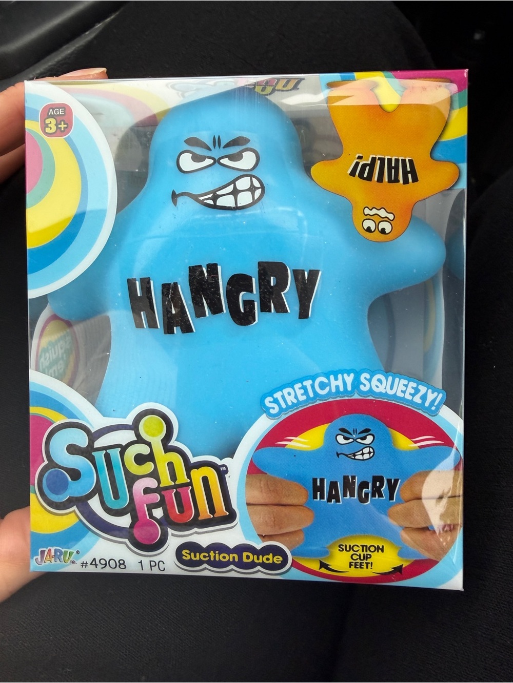 New Squishy HANGRY Guy Suction Cup Stretchy Squeeze Toy Jaru Blue Sensory Squish